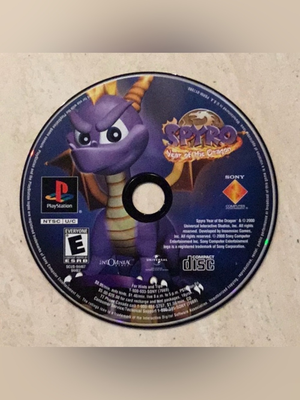 Spyro Year Of The Dragon PlayStation Game PS1